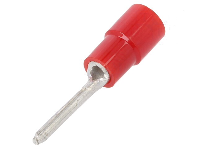 Uiteinde: naald; Ø: 1,5mm; 0,3÷1,65mm2; klemmen; voor draad; rood Uiteinde: naald; Ø: 1,5mm; 0,3÷1,65mm2; klemmen; voor draad; rood